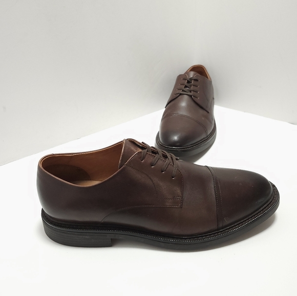 Ralph Lauren Mens Cap Toe Oxford Shoes Size 11.5 D Asher Vibram Soles Brown - Picture 1 of 8